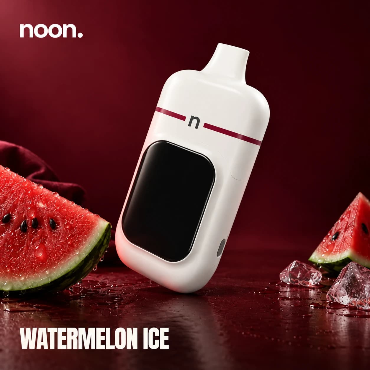 White Noon device in the Watermelon Ice setting with subtle reflected light and ice