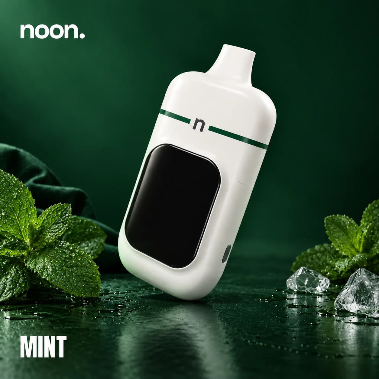 White Noon device in the Mint setting with subtle reflected light and ice